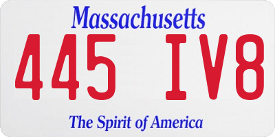 MA license plate 445IV8