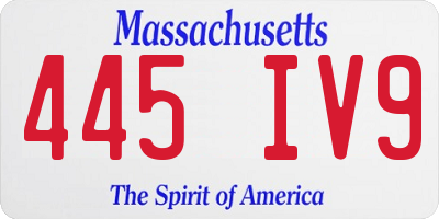 MA license plate 445IV9