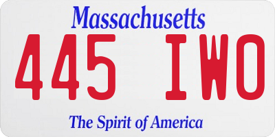 MA license plate 445IW0