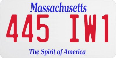 MA license plate 445IW1