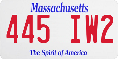 MA license plate 445IW2