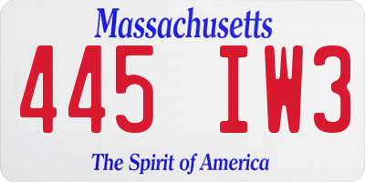 MA license plate 445IW3