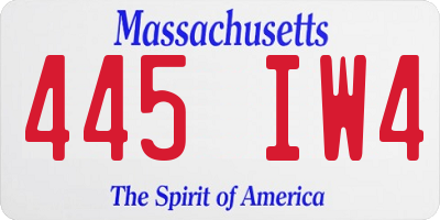 MA license plate 445IW4