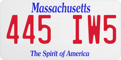 MA license plate 445IW5