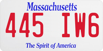 MA license plate 445IW6
