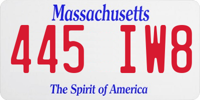 MA license plate 445IW8