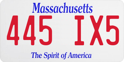 MA license plate 445IX5