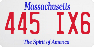 MA license plate 445IX6