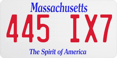 MA license plate 445IX7