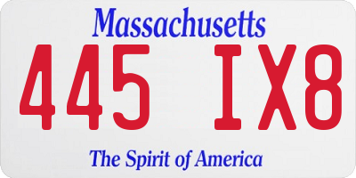 MA license plate 445IX8