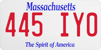 MA license plate 445IY0