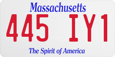 MA license plate 445IY1