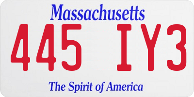 MA license plate 445IY3