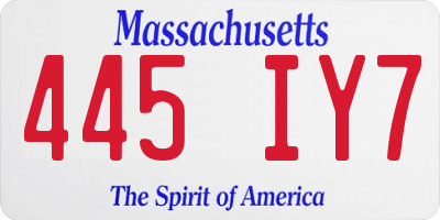 MA license plate 445IY7