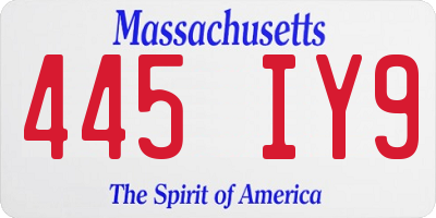 MA license plate 445IY9