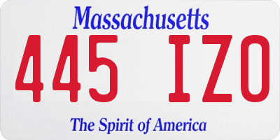 MA license plate 445IZ0