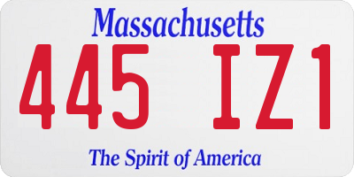 MA license plate 445IZ1