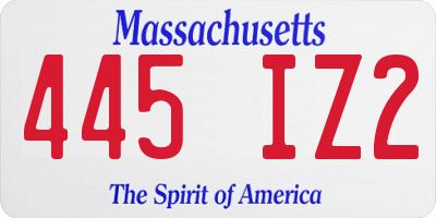MA license plate 445IZ2