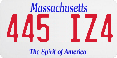 MA license plate 445IZ4