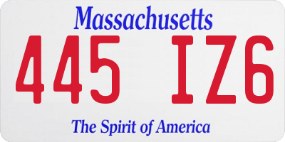 MA license plate 445IZ6