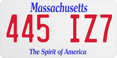MA license plate 445IZ7