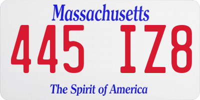 MA license plate 445IZ8