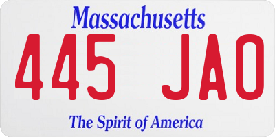 MA license plate 445JA0
