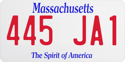 MA license plate 445JA1