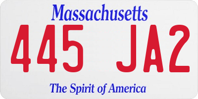 MA license plate 445JA2