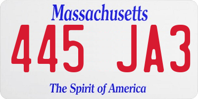 MA license plate 445JA3