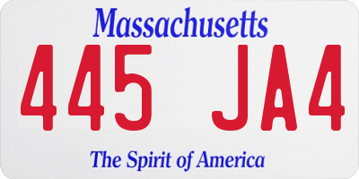 MA license plate 445JA4