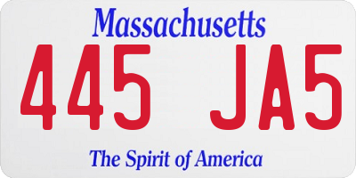 MA license plate 445JA5