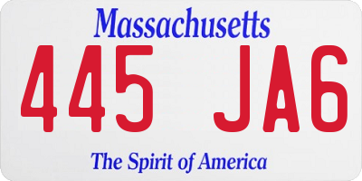 MA license plate 445JA6