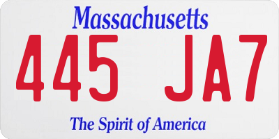 MA license plate 445JA7
