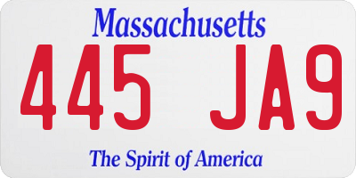 MA license plate 445JA9