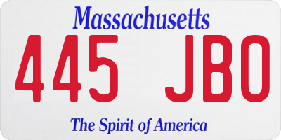MA license plate 445JB0