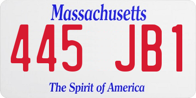 MA license plate 445JB1