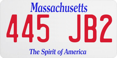 MA license plate 445JB2