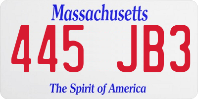MA license plate 445JB3