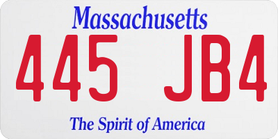 MA license plate 445JB4
