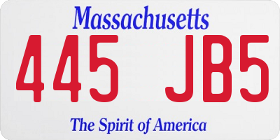 MA license plate 445JB5
