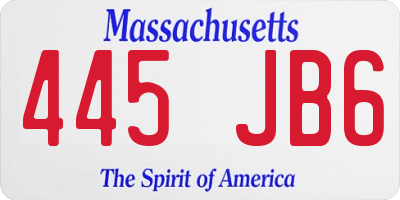 MA license plate 445JB6