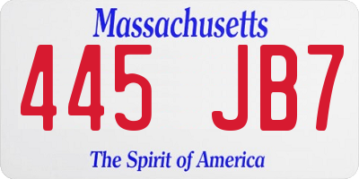 MA license plate 445JB7