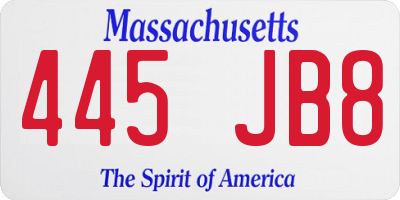 MA license plate 445JB8