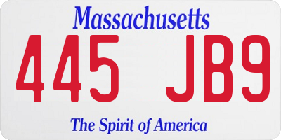 MA license plate 445JB9