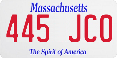 MA license plate 445JC0
