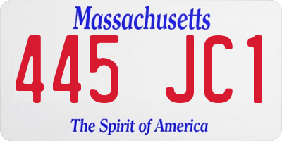 MA license plate 445JC1
