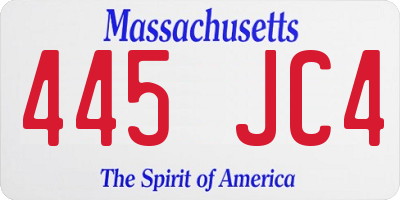 MA license plate 445JC4