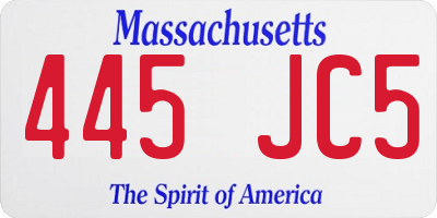 MA license plate 445JC5