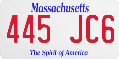 MA license plate 445JC6